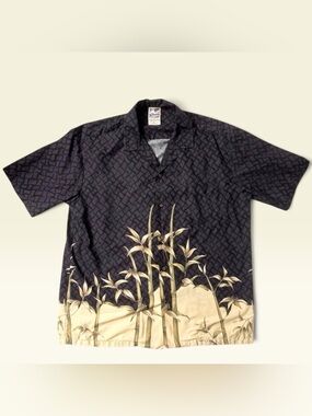 Vintage 90s Hawaiian Togs Bamboo Panel Print Aloha Camp Shirt Made in Hawaii XL